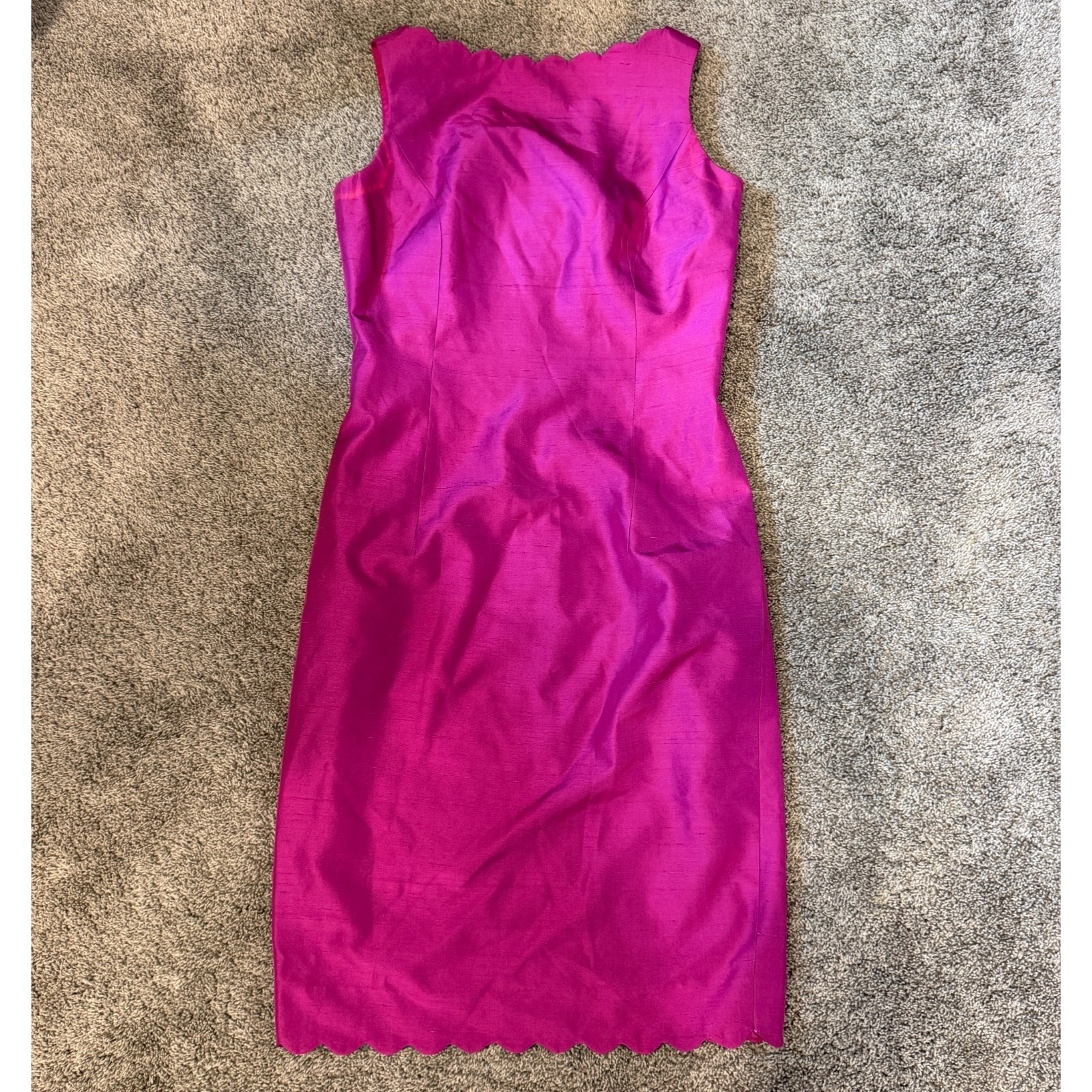 Laundry By Shelli Segal Dress Women's 5 Silk Fuschia Scallop Neckline